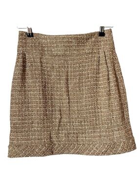 Jenni Kayne Tan & Gold Tweed Mini Skirt XS 2008 Resort Sample Designer Luxury